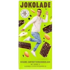 JOKOLADE No4 Vegane Zartbitterschokolade mit Birne & karamellisierten Mandeln 140g 