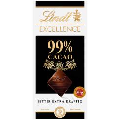 Lindt Excellence 99% Cacao Edelbitter Extra Kräftig Tafel 50g 