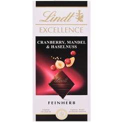 Lindt Excellence Cranberry, Mandel & Haselnuss Feinherb Tafel 100g 