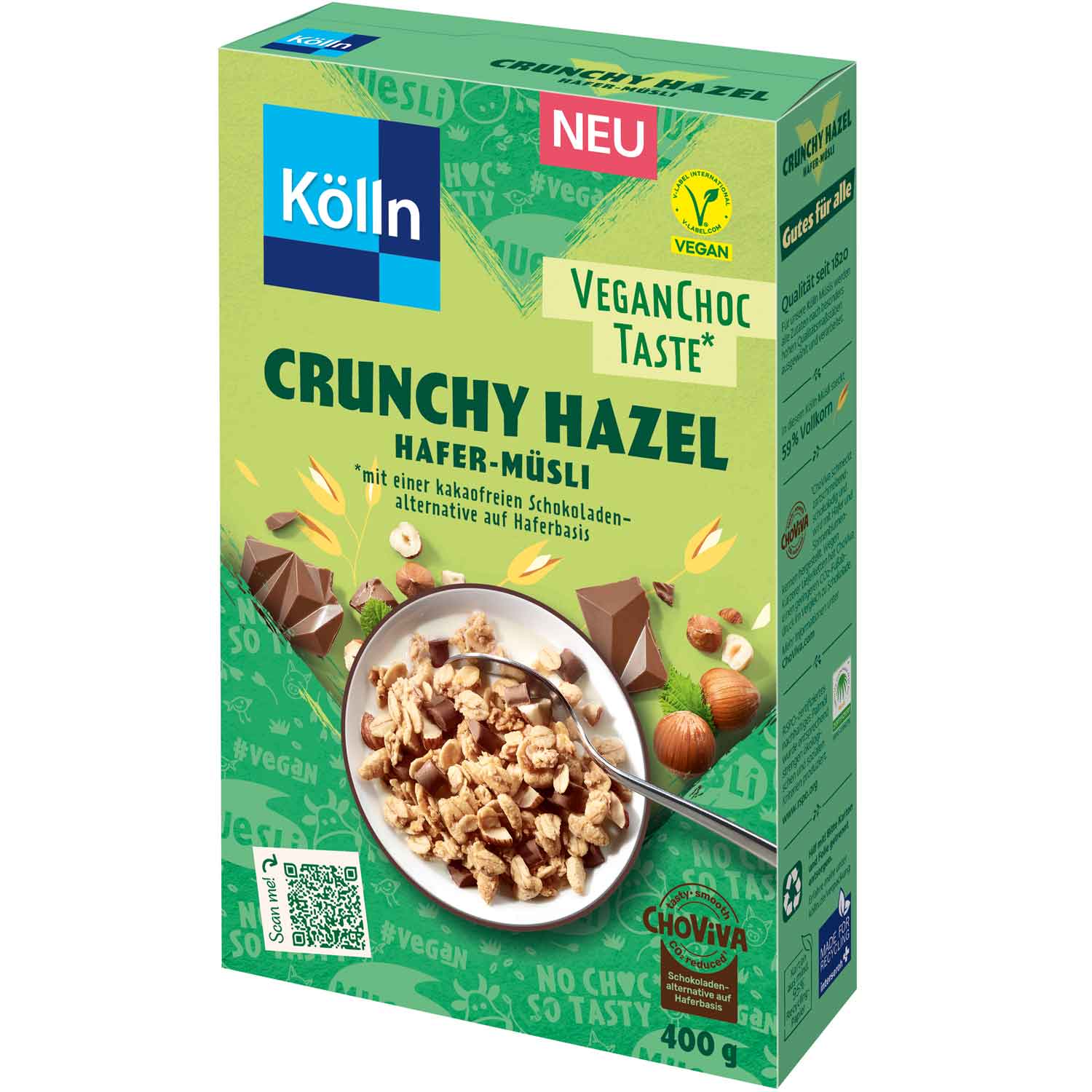 Kölln Hafer-Müsli Crunchy Hazel Vegan Choc Taste 400g | Online kaufen im  World of Sweets Shop