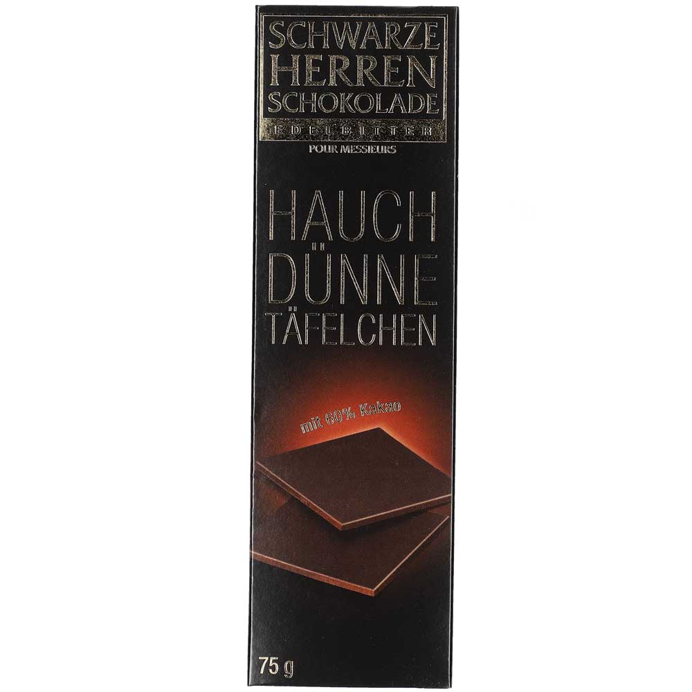 Schwarze Herren Schokolade Hauchdünne Täfelchen Edelbitter 75g | Online ...